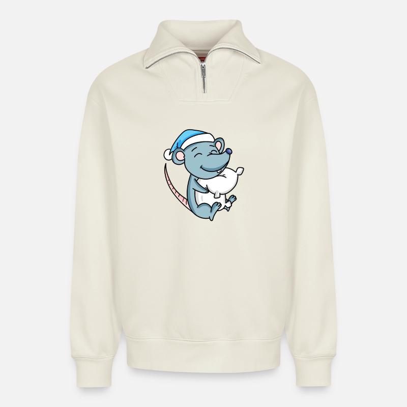 Souris Bébé - Sweat unisexe décontracté en coton biologique à demi-zip – de SPREAD - blanc cassé