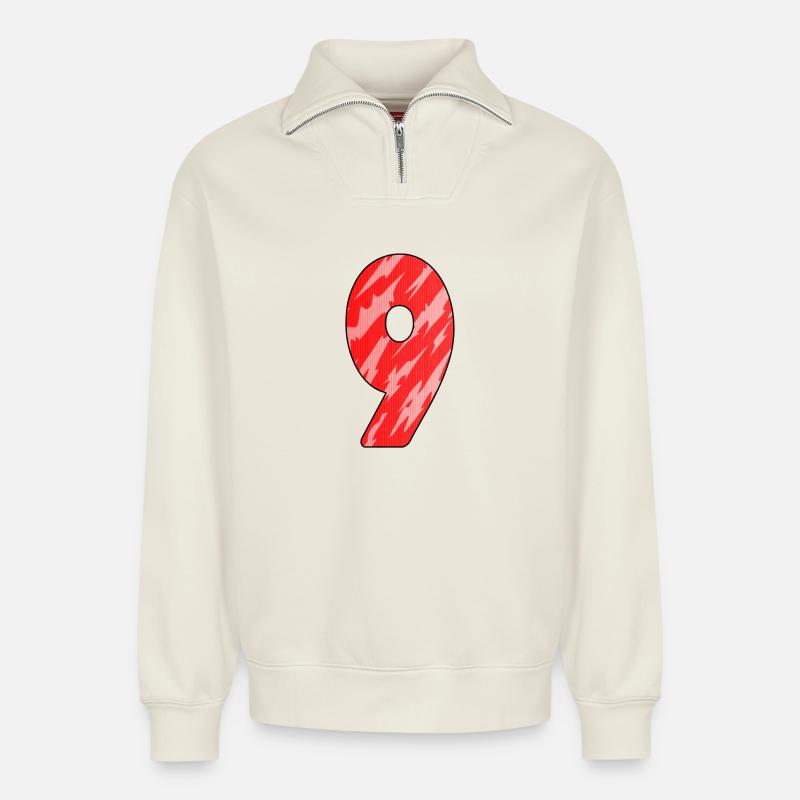9 - Relaxed Unisex Organic Half Zip Sweatshirt – von SPREAD - Naturweiß