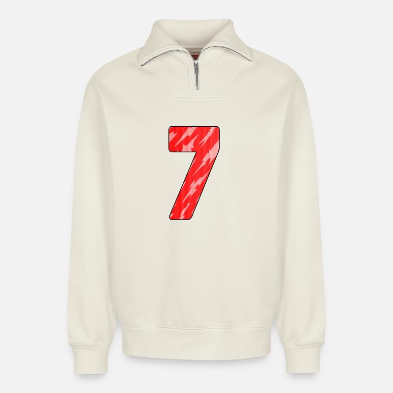 7 - Sweat unisexe décontracté en coton biologique à demi-zip – de SPREAD - blanc cassé
