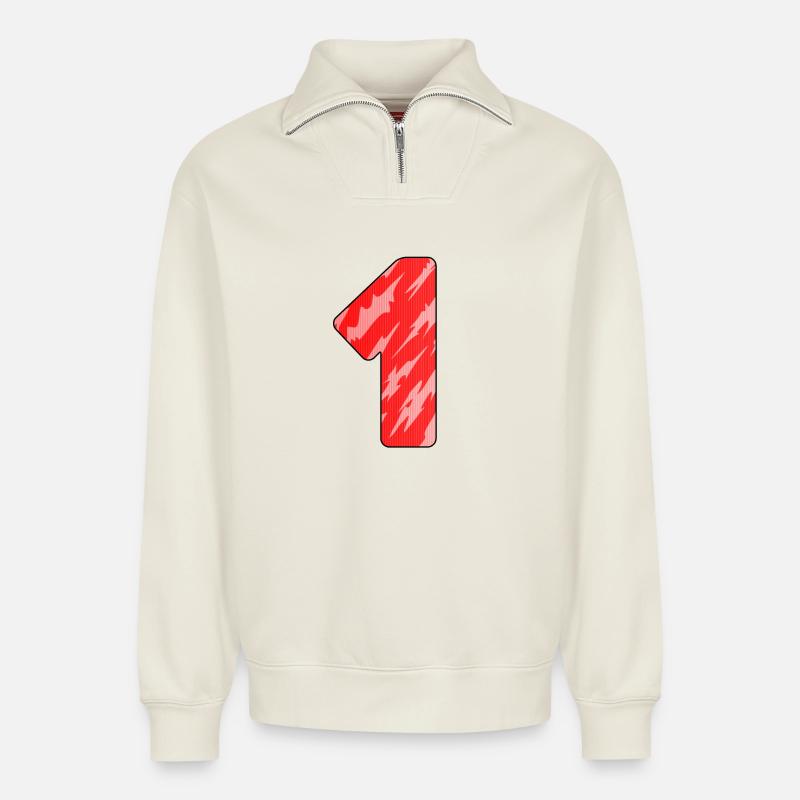 1 - Relaxed Unisex Organic Half Zip Sweatshirt – von SPREAD - Naturweiß