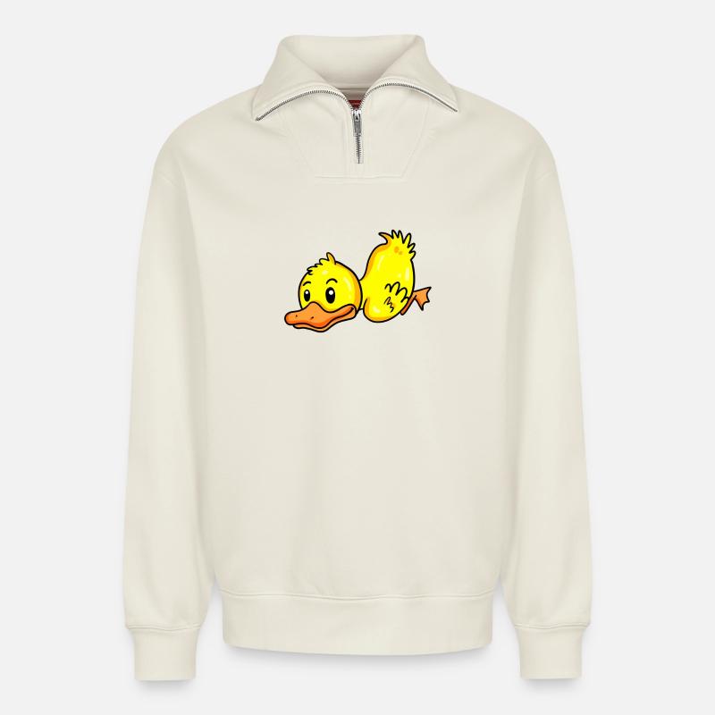 Ente - Relaxed Unisex Organic Half Zip Sweatshirt – von SPREAD - Naturweiß