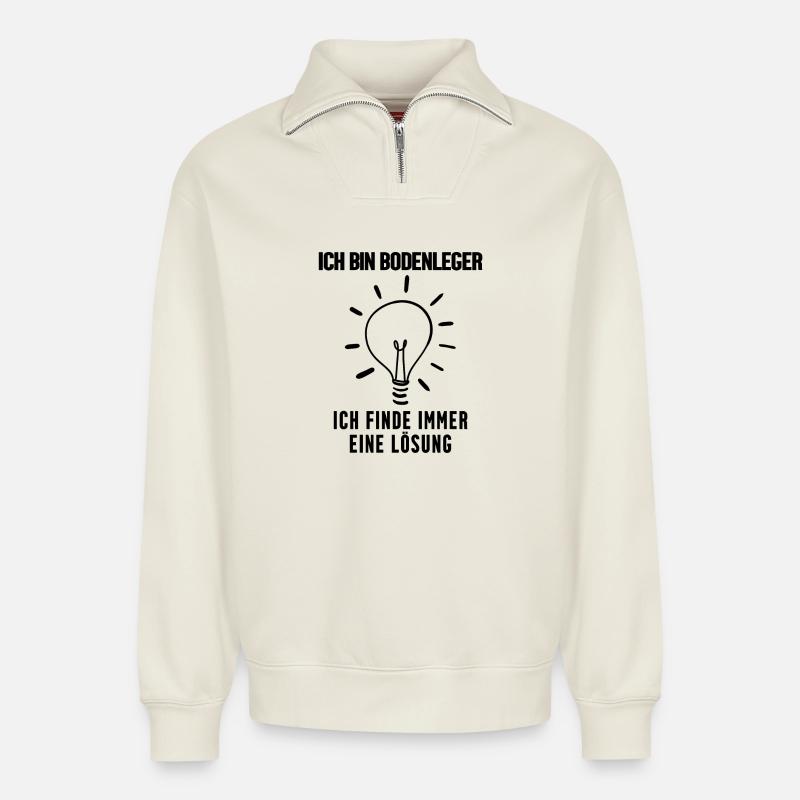 Bodenleger - Relaxed Unisex Organic Half Zip Sweatshirt – von SPREAD - Naturweiß