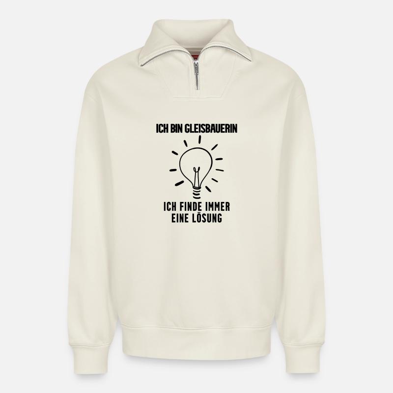 Gleisbauerin Beruf - Relaxed Unisex Organic Half Zip Sweatshirt – von SPREAD - Naturweiß