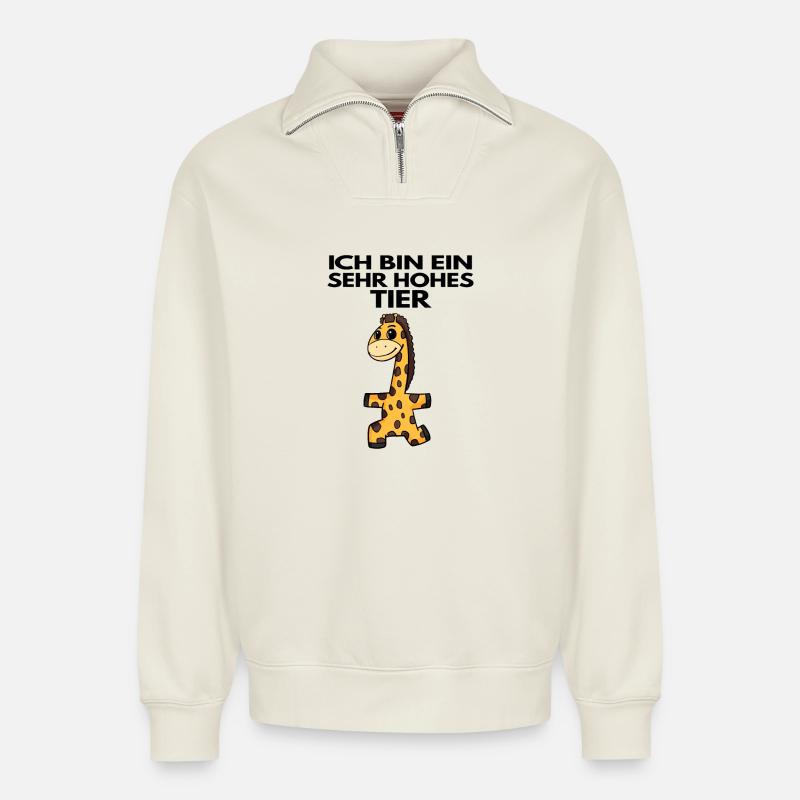 Teamleiter Giraffe Trainer Leitung Chef - Relaxed Unisex Organic Half Zip Sweatshirt – von SPREAD - Naturweiß