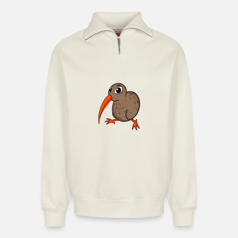 Kiwi Kiwis Vogel Geschenk - Relaxed Unisex Organic Half Zip Sweatshirt – von SPREAD - Naturweiß