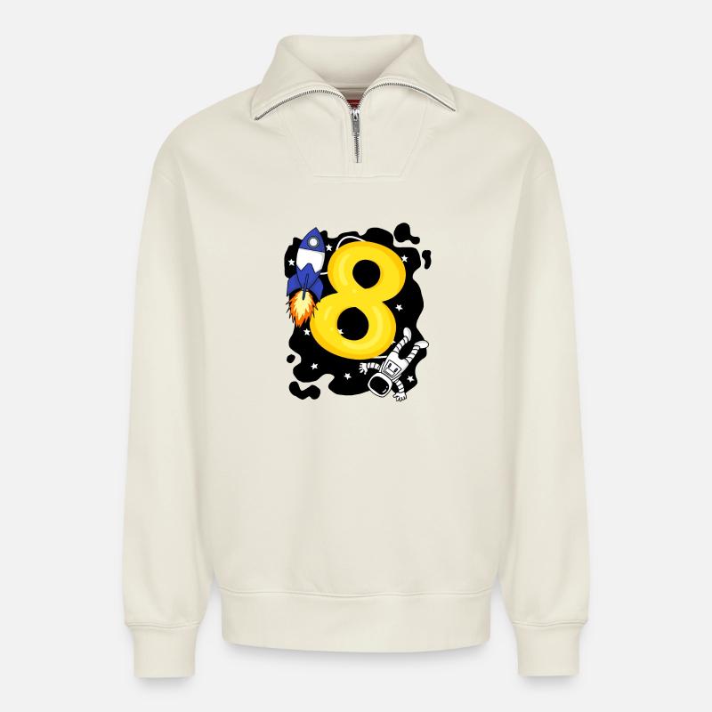 Garçon de 8 ans - Sweat unisexe décontracté en coton biologique à demi-zip – de SPREAD - blanc cassé