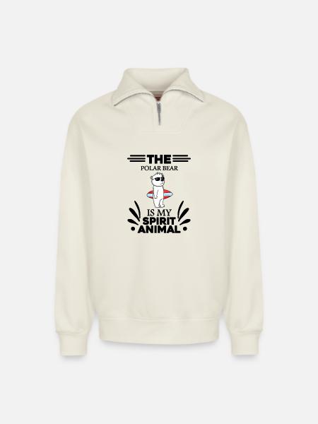 Polar Bear Polar Bear Bear - Relaxed Unisex Organic Half Zip Sweatshirt – by SPREAD - off white