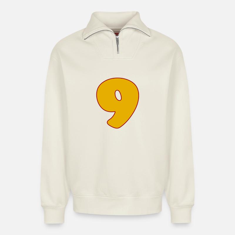 NEUF - 9 - Sweat unisexe décontracté en coton biologique à demi-zip – de SPREAD - blanc cassé