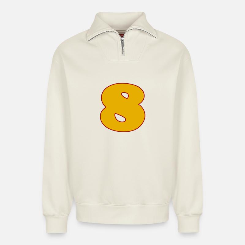 8 - Relaxed Unisex Organic Half Zip Sweatshirt – von SPREAD - Naturweiß