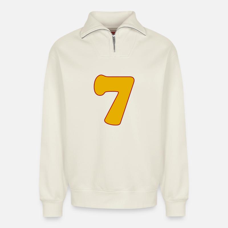 7 - Sweat unisexe décontracté en coton biologique à demi-zip – de SPREAD - blanc cassé