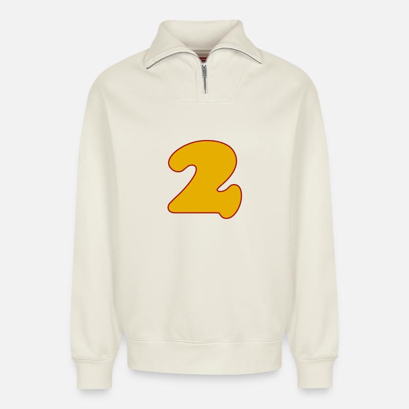 2 - Relaxed Unisex Organic Half Zip Sweatshirt – von SPREAD - Naturweiß
