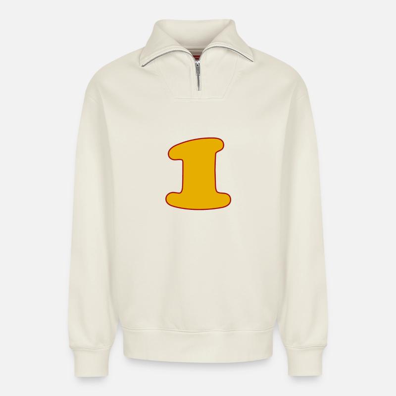 1 - Relaxed Unisex Organic Half Zip Sweatshirt – von SPREAD - Naturweiß