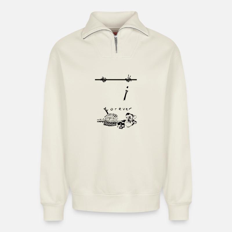 Calisthenics - Relaxed Unisex Organic Half Zip Sweatshirt – von SPREAD - Naturweiß