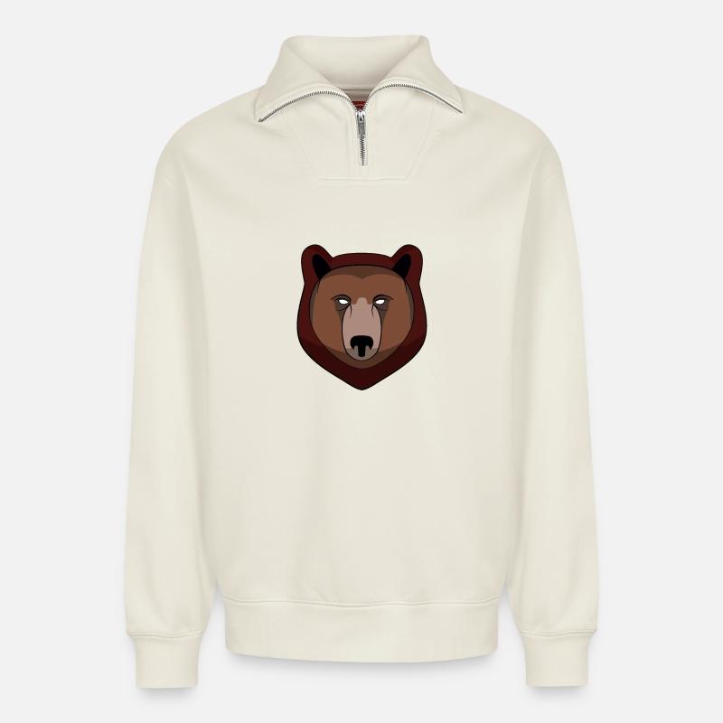 Bär - Relaxed Unisex Organic Half Zip Sweatshirt – von SPREAD - Naturweiß