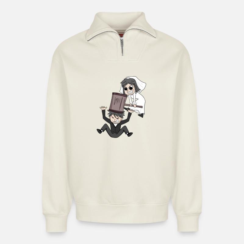 Marriage Meme Funny - Relaxed Unisex Organic Half Zip Sweatshirt – by SPREAD - off white
