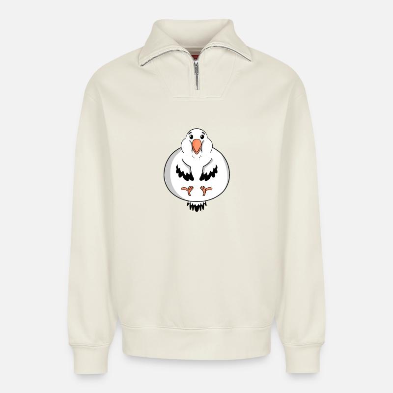 Fett Möwe Körperfett - Relaxed Unisex Organic Half Zip Sweatshirt – von SPREAD - Naturweiß