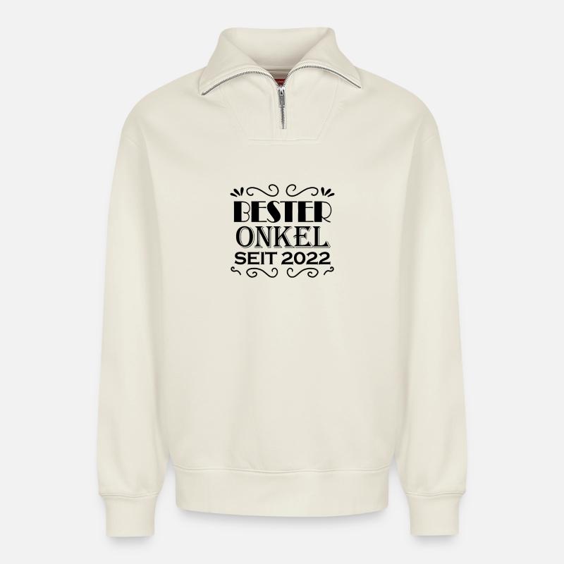 Bester Onkel seit 2022 - Relaxed Unisex Organic Half Zip Sweatshirt – von SPREAD - Naturweiß