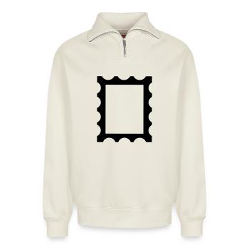 Stamp contour frame - Relaxed Unisex Organic Half Zip Sweatshirt – by SPREAD - off white - Front