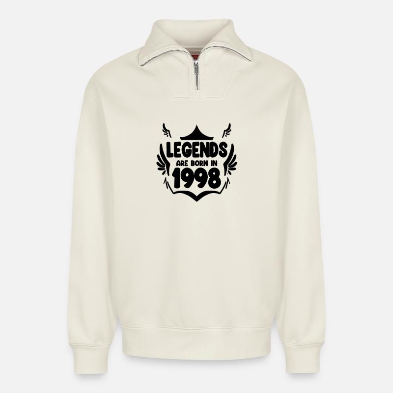 1998 - Relaxed Unisex Organic Half Zip Sweatshirt – by SPREAD - off white