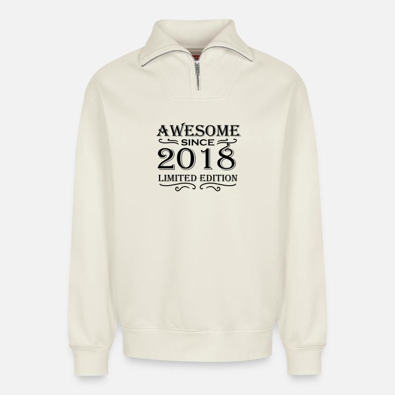2018 - Relaxed Unisex Organic Half Zip Sweatshirt – by SPREAD - off white