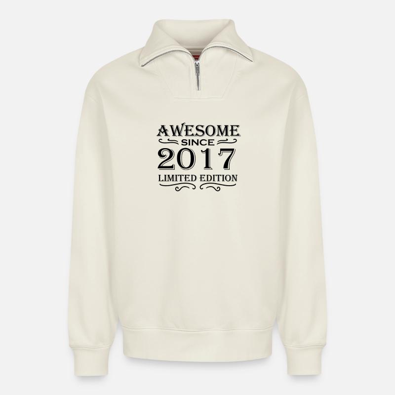 2017 - Class of 2017 - Relaxed Unisex Organic Half Zip Sweatshirt – by SPREAD - off white