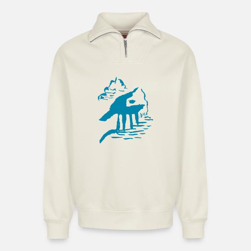 Abstract - Relaxed Unisex Organic Half Zip Sweatshirt – by SPREAD - off white