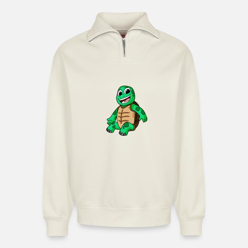 Schildkröte - Relaxed Unisex Organic Half Zip Sweatshirt – von SPREAD - Naturweiß