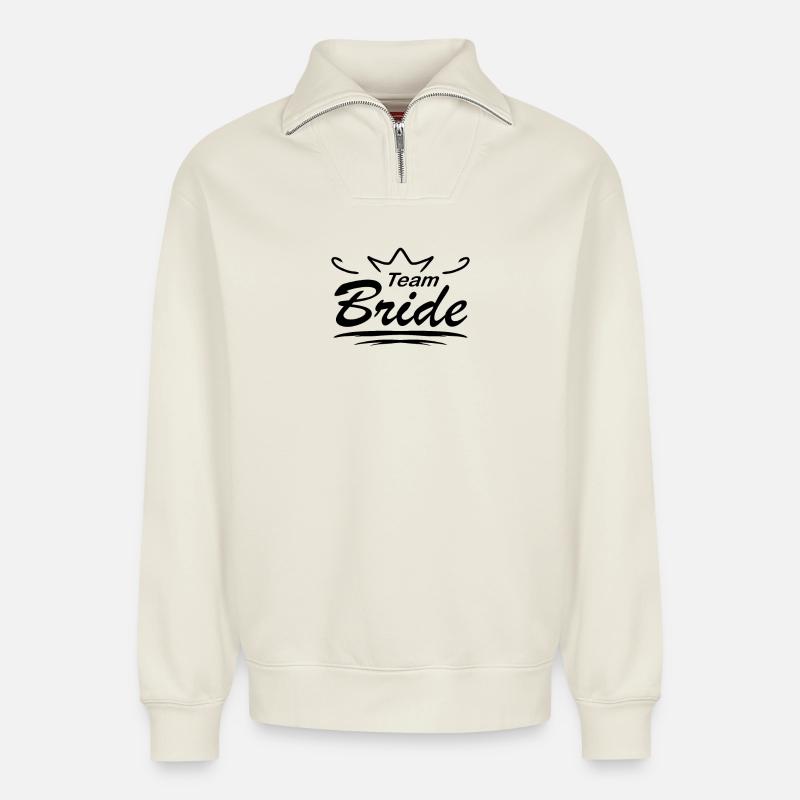 Team Bridal Wedding Celebration - Relaxed Unisex Organic Half Zip Sweatshirt – by SPREAD - off white