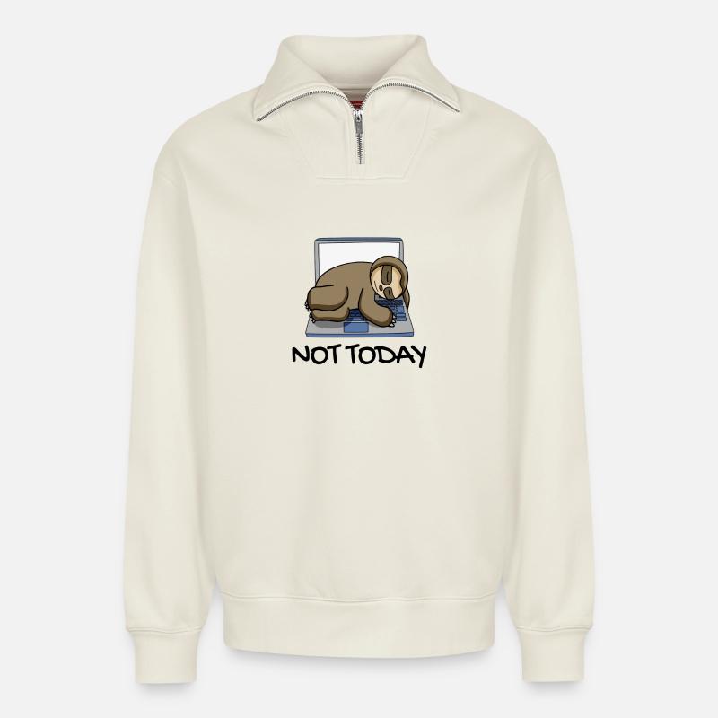 Faultier - Relaxed Unisex Organic Half Zip Sweatshirt – von SPREAD - Naturweiß
