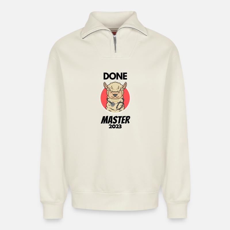 Master 2023 - Relaxed Unisex Organic Half Zip Sweatshirt – by SPREAD - off white