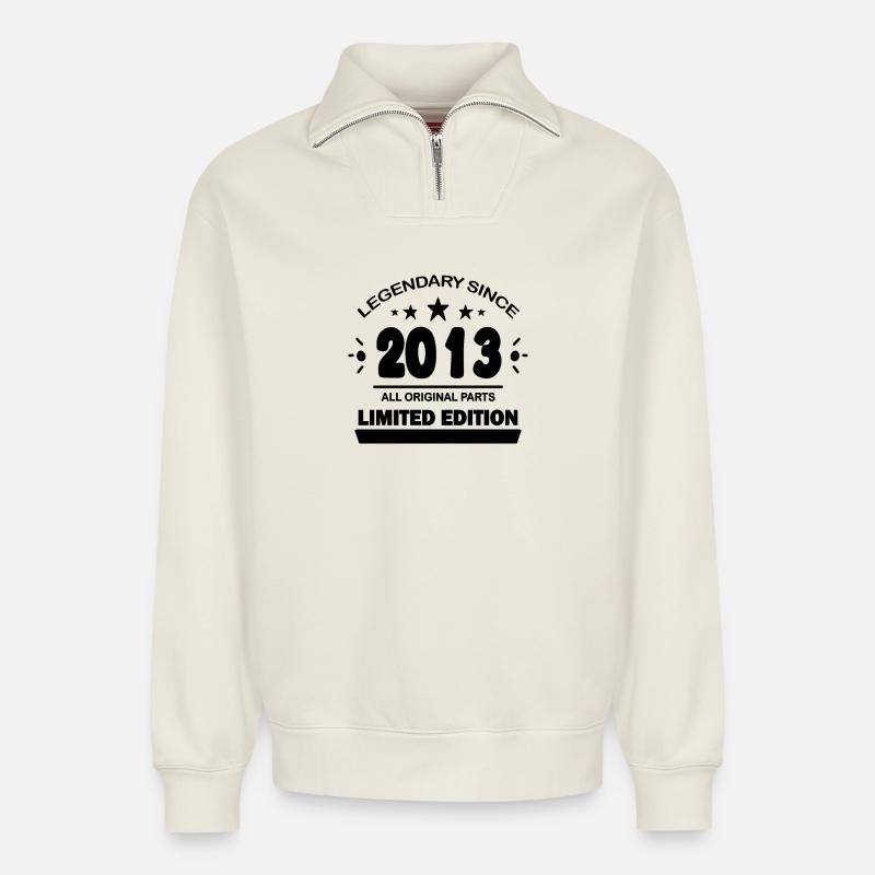 2013 - Relaxed Unisex Organic Half Zip Sweatshirt – von SPREAD - Naturweiß