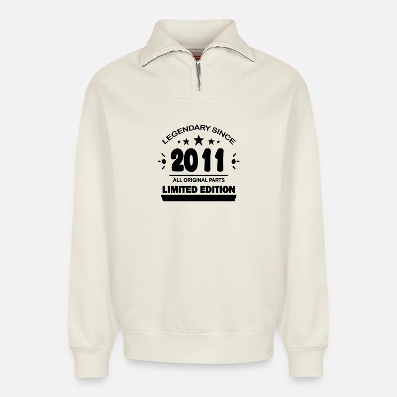 2011 - Relaxed Unisex Organic Half Zip Sweatshirt – by SPREAD - off white