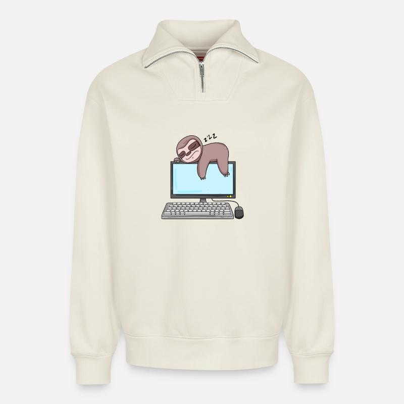 Computer Nerd Programmer Gift - Relaxed Unisex Organic Half Zip Sweatshirt – by SPREAD - off white
