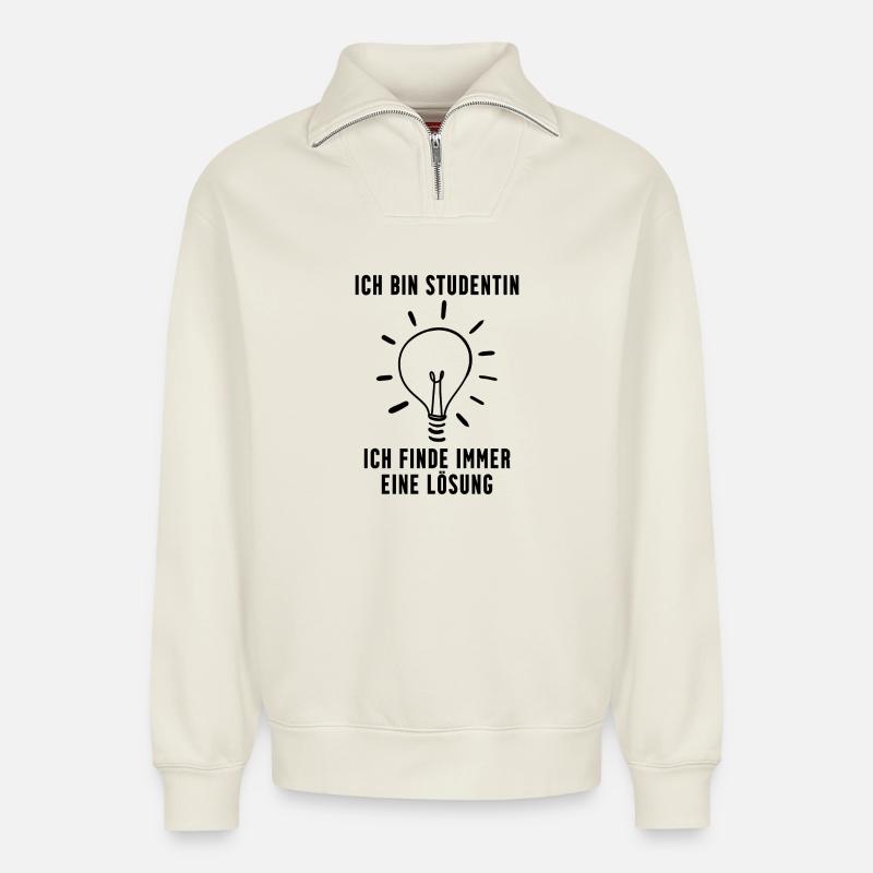 Studenin Geschenk - Relaxed Unisex Organic Half Zip Sweatshirt – von SPREAD - Naturweiß