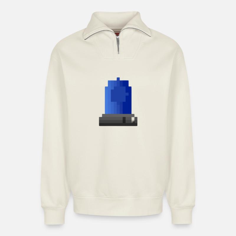 Blaulicht Sirene Pixelkunst - Relaxed Unisex Organic Half Zip Sweatshirt – von SPREAD - Naturweiß