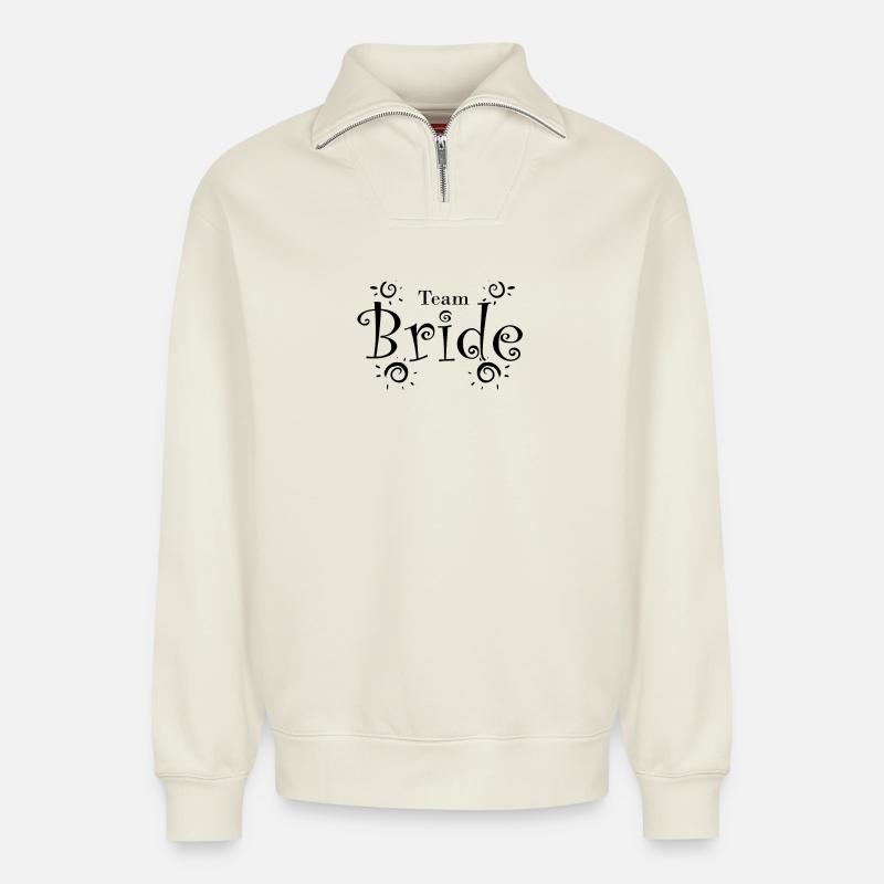 Motivation de l’équipe Bride - Sweat unisexe décontracté en coton biologique à demi-zip – de SPREAD - blanc cassé