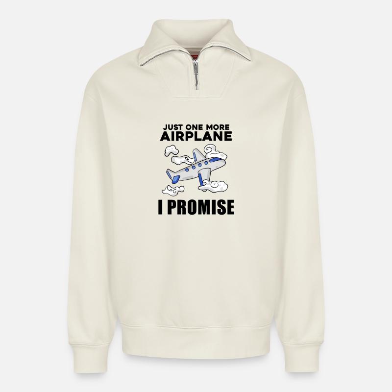Flugzeug Pilot Spruch Geschenk - Relaxed Unisex Organic Half Zip Sweatshirt – von SPREAD - Naturweiß