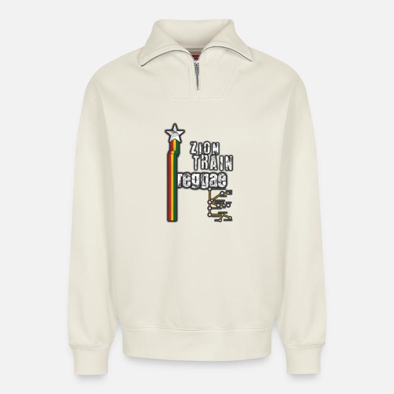 Reggae Star Plus - Relaxed Unisex Organic Half Zip Sweatshirt – by SPREAD - off white
