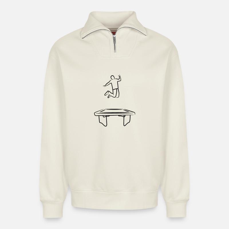 Trampoline operator - Relaxed Unisex Organic Half Zip Sweatshirt – by SPREAD - off white