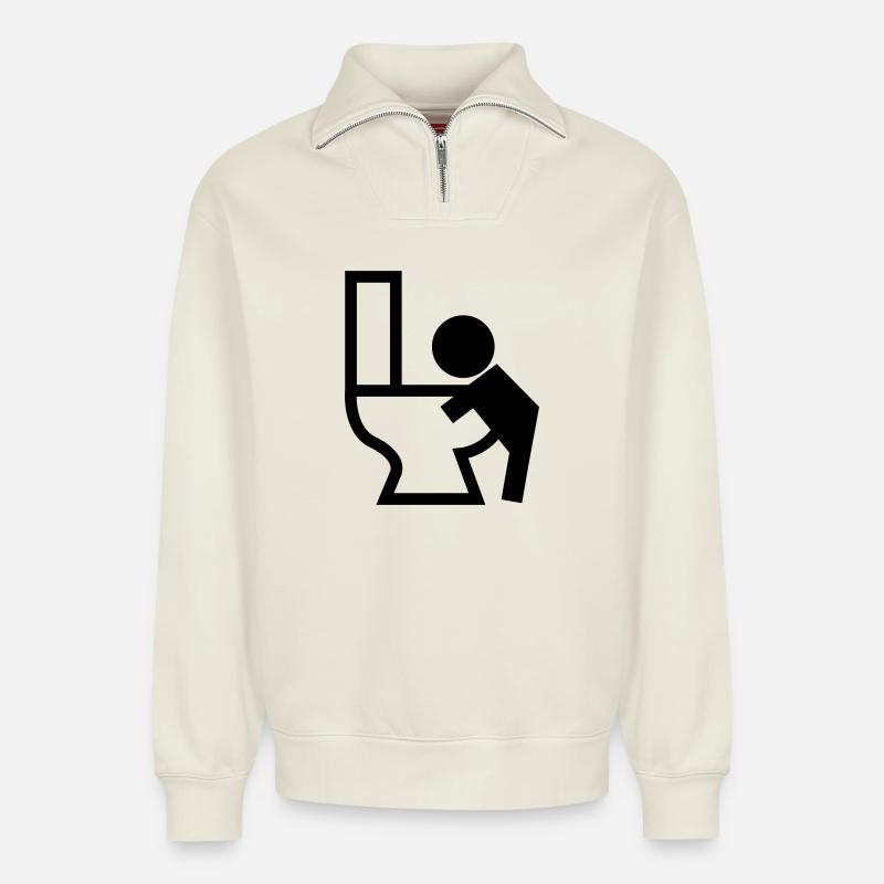 Vomiting Puck Sick - Relaxed Unisex Organic Half Zip Sweatshirt – by SPREAD - off white
