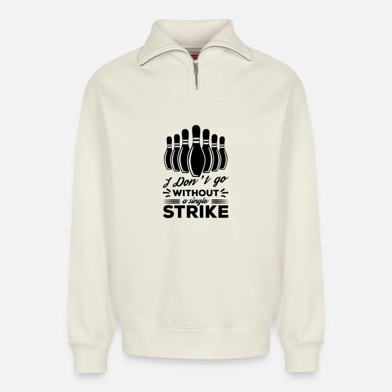 Bowler Saying - Relaxed Unisex Organic Half Zip Sweatshirt – by SPREAD - off white
