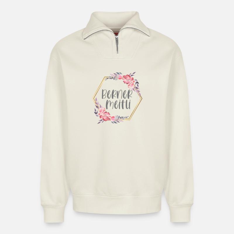 Schweiz Bern Mädchen Heimat Geschenk - Relaxed Unisex Organic Half Zip Sweatshirt – von SPREAD - Naturweiß