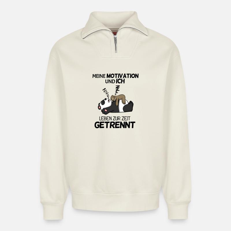 Motivation Spruch lustig - Relaxed Unisex Organic Half Zip Sweatshirt – von SPREAD - Naturweiß
