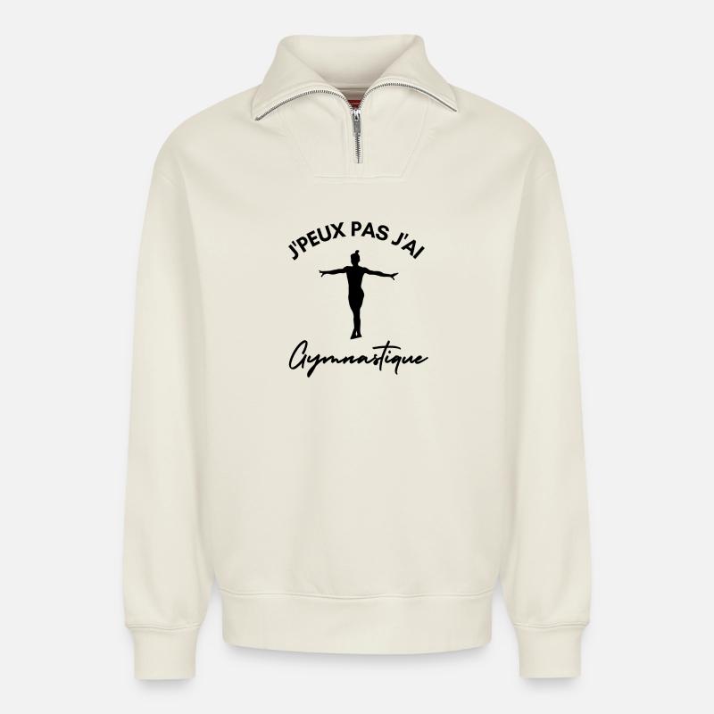 Ich kann nicht turnen - Relaxed Unisex Organic Half Zip Sweatshirt – von SPREAD - Naturweiß