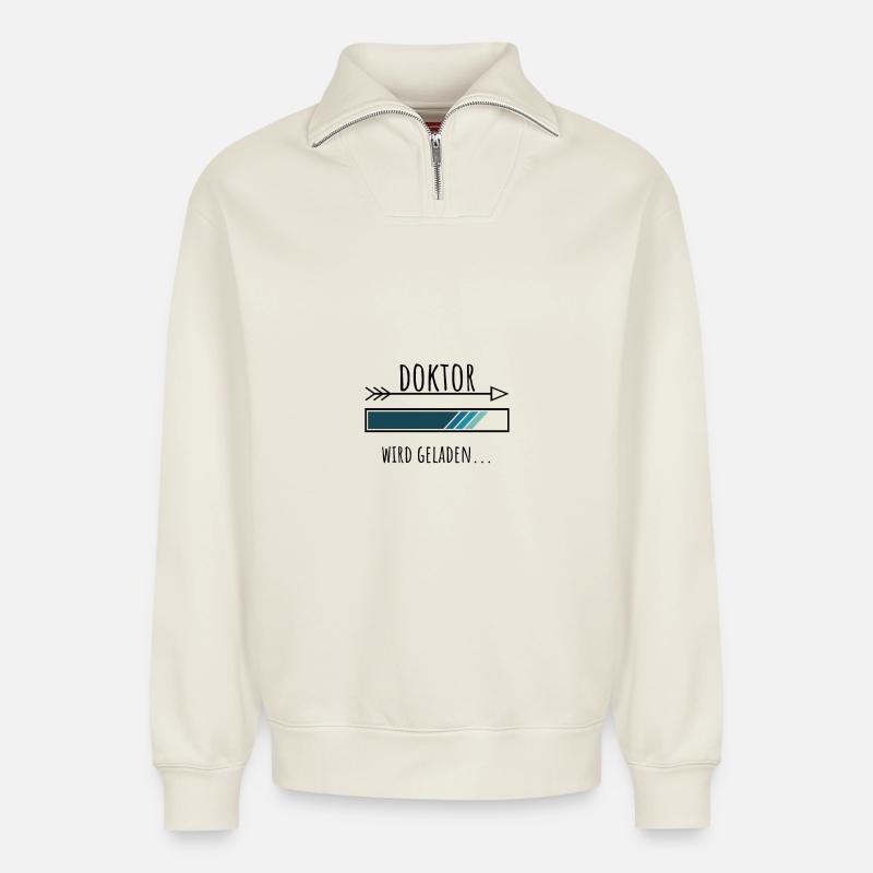 Doktoranten Geschenk Studium - Relaxed Unisex Organic Half Zip Sweatshirt – von SPREAD - Naturweiß