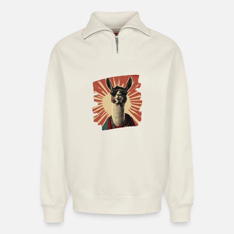 Alpaka - Relaxed Unisex Organic Half Zip Sweatshirt – von SPREAD - Naturweiß