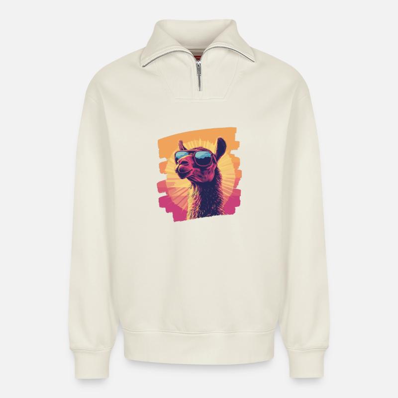 Alpaka - Relaxed Unisex Organic Half Zip Sweatshirt – von SPREAD - Naturweiß