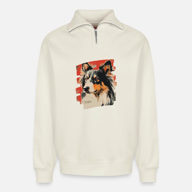 Colley - Sweat unisexe décontracté en coton biologique à demi-zip – de SPREAD - blanc cassé