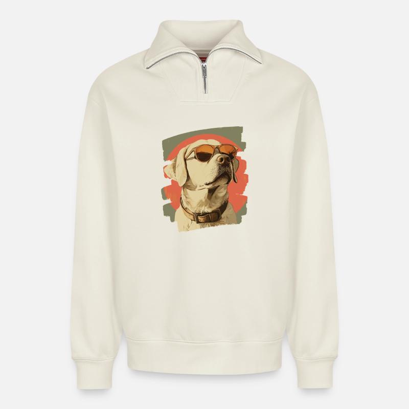 Labrador - Relaxed Unisex Organic Half Zip Sweatshirt – von SPREAD - Naturweiß