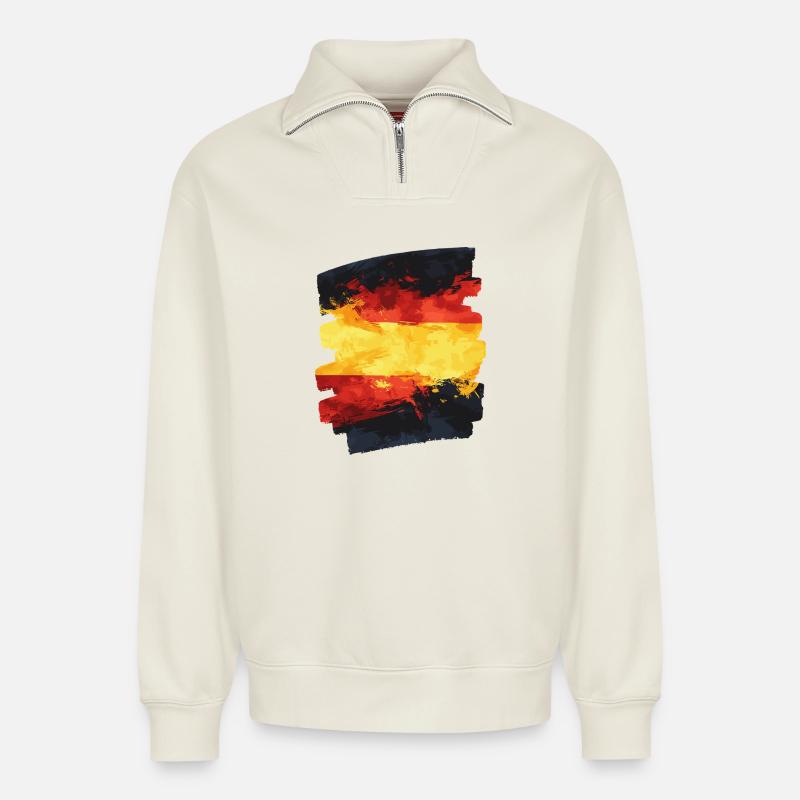 Spanische Flagge Spanien - Relaxed Unisex Organic Half Zip Sweatshirt – von SPREAD - Naturweiß